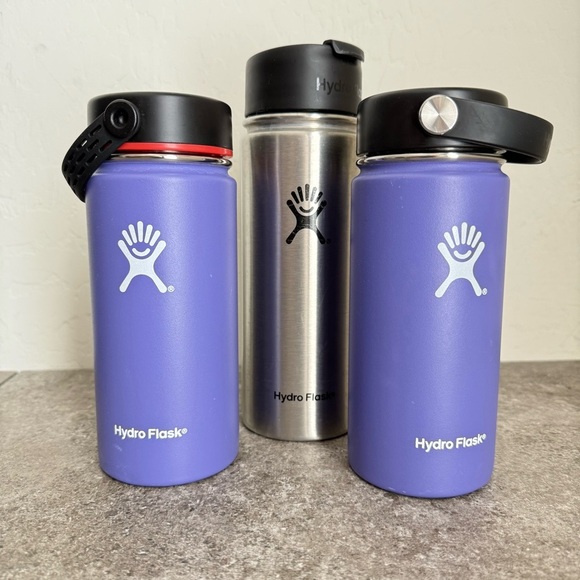 Hydro Flask Thermos Set Two Purple 16 Oz & One Silver 24 Oz - Picture 1 of 7